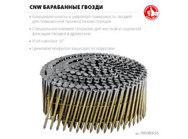 ЗУБР CNW 55 х 2.3 мм, барабанные гвозди рифленые оцинкованные, 7200 шт (305383-55) - фото № 1