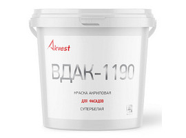 Краска фасадная акриловая АКВЕСТ ВДАК-1190, база С, матовая, 6,5кг - фото