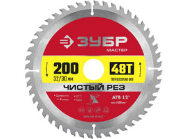 ЗУБР Чистый рез, 200 x 32/30 мм, 48T, пильный диск по дереву (36914-200-32-48) - фото