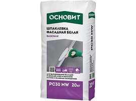 Шпатлёвка фасадная белая ОСНОВИТ БАЗСИЛК PC30 MW, 20 кг - фото
